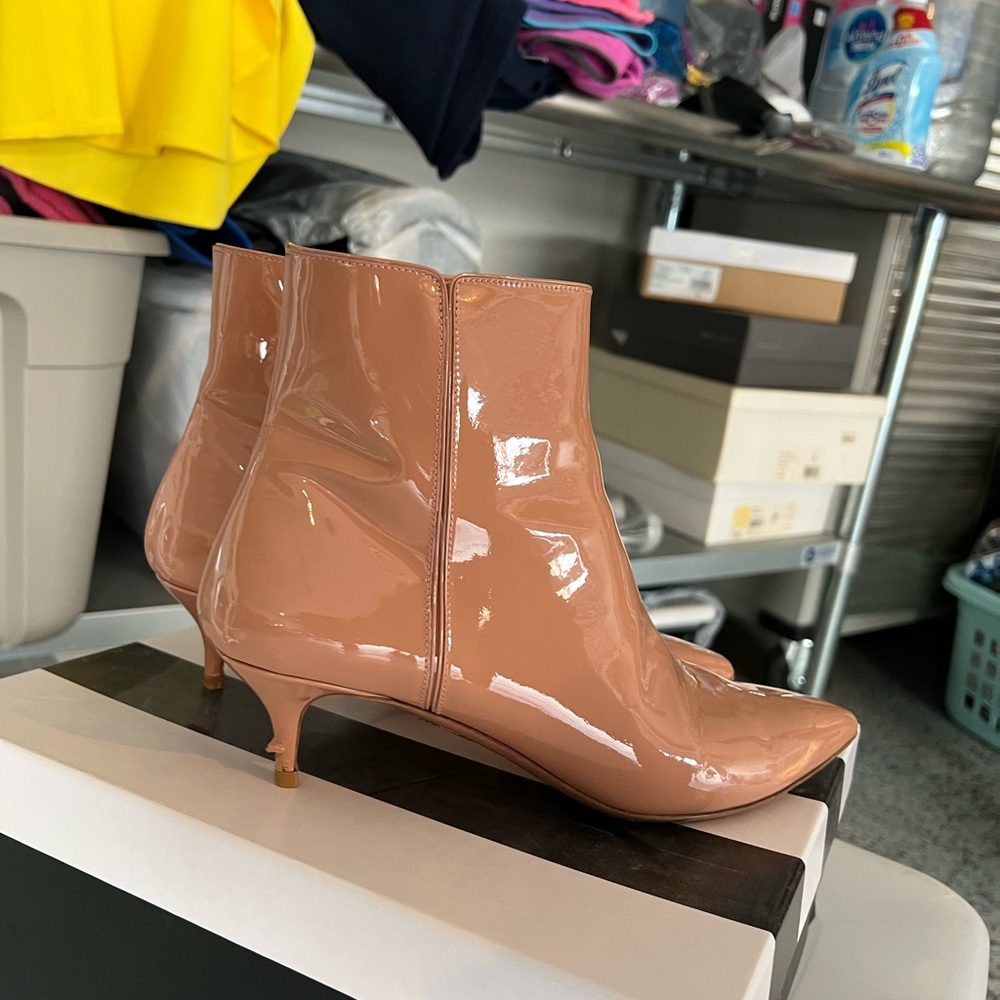 Aquazzura Pink Nude  French Rose Patent Leather Quant Booties With Box Size 39
